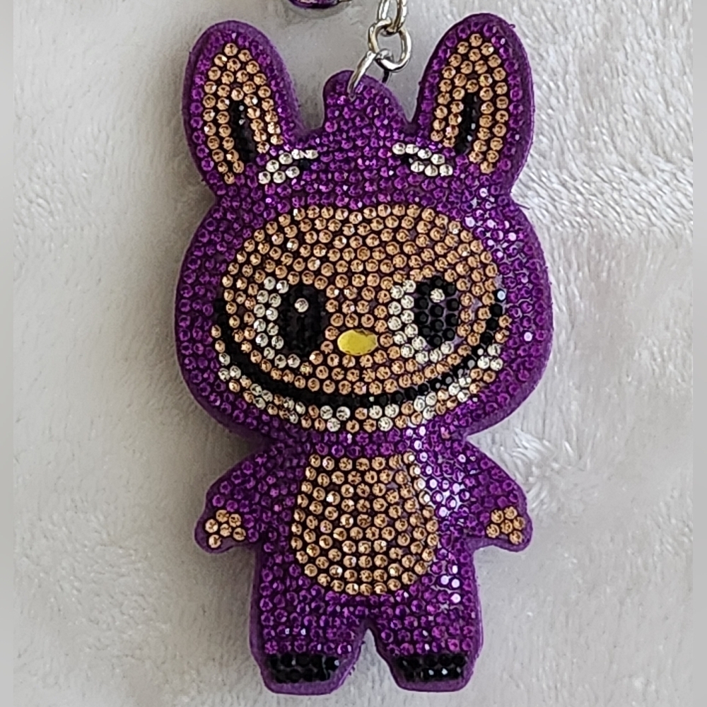 Labubu Purple Rhinestone Keychain Bag Charm - Picture 2 of 3